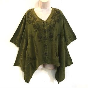 Sacred threads hippie boho shark bite kimono top